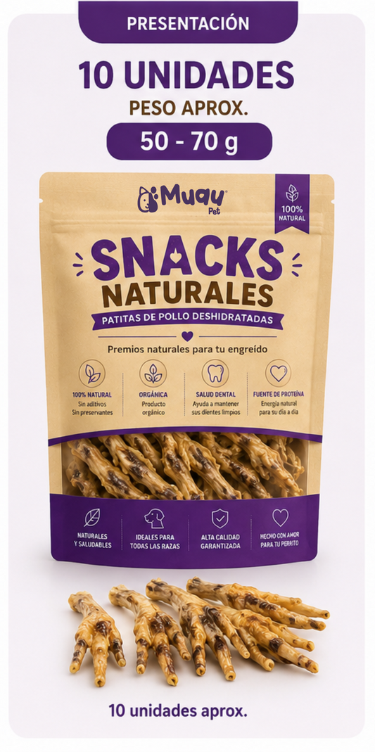 Snacks Naturales – 10u Patitas de Pollo Deshidratadas