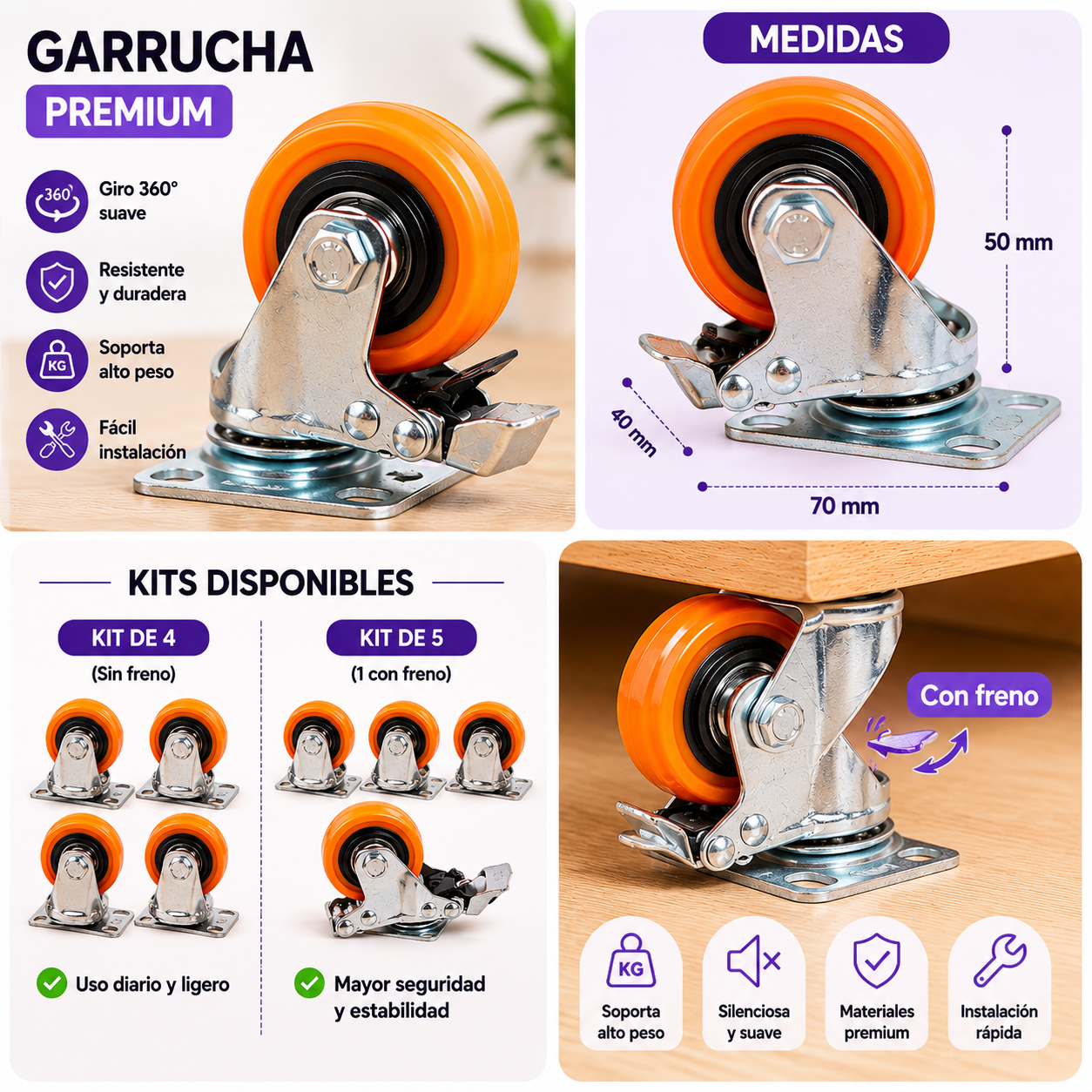 KIT DE GARRUCHAS MUAU – Tallas S, M y L (Pack x4)
