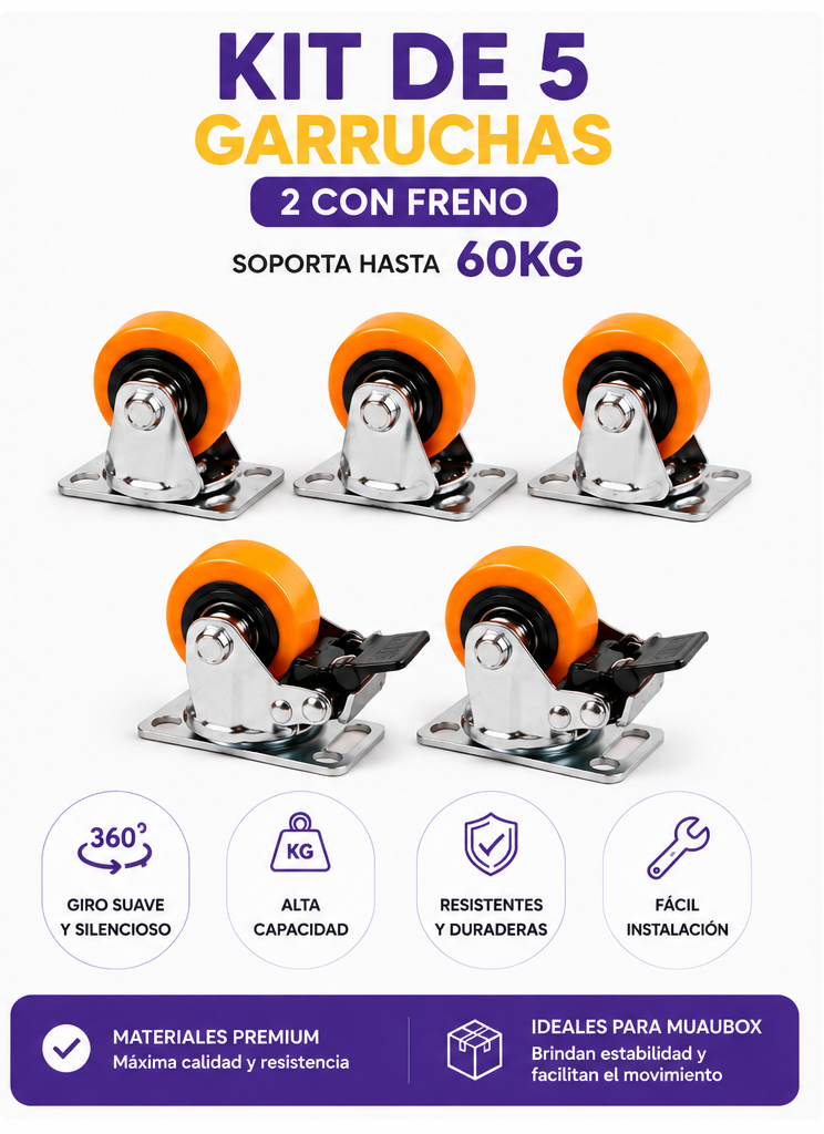 KIT DE GARRUCHAS MUAU – Tallas XL y XXL (Pack x5)