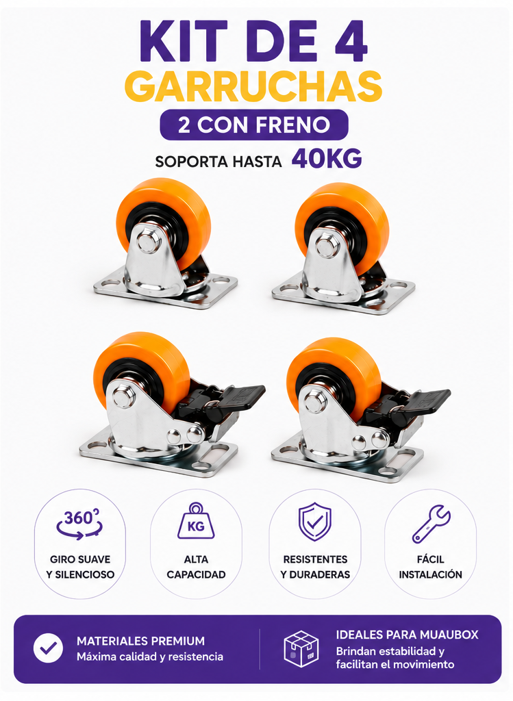 KIT DE GARRUCHAS MUAU – Tallas S, M y L (Pack x4)